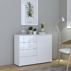 Tahoe Gloss Modern Small White Sideboard with Drawers