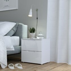 Tahoe Gloss Modern White Bedside Table with Drawers