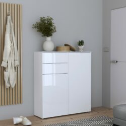 Tahoe Gloss Modern White Storage Cabinet with Drawers