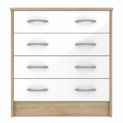 Barradas Modern White Chest of Drawers with Light Oak Wood