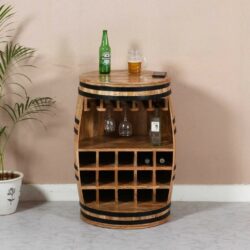 Bearwood Rustic Wooden Drinks Cabinet with Barrel Design