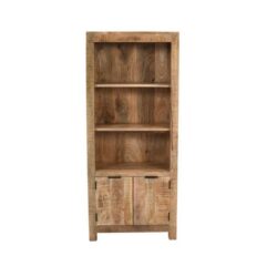 Bearwood Tall Rustic Chunky Wooden Bookcase with Cupboard
