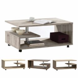Bodhi Modern Wooden Coffee Table with Wheels - Choice of Oak Finishes