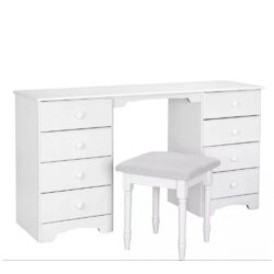 Buckley Large Traditional White Dressing Table with Stool