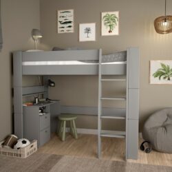 Callum Modern Grey High Sleeper Bed Set with Ladder