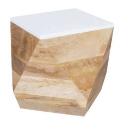 Cotswold Modern Chunky Wooden Lamp Table with White Top