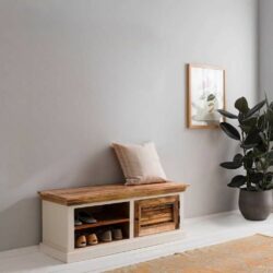 Cotswold Rustic Wooden Hall Bench with Storage