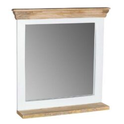 Cotswold Rustic Wooden Mirror with Shelf & White Accent