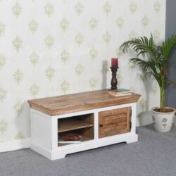 Cotswold Small Rustic White and Wooden TV Cabinet