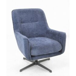 Darcie Dark Blue Swivel Chair in Soft Fabric