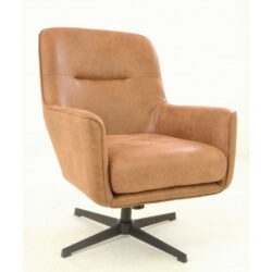 Darcie Tan Leather Swivel Chair in Soft Faux Leather