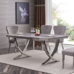 Diana Large Marble Dining Table with Stainless Steel Base