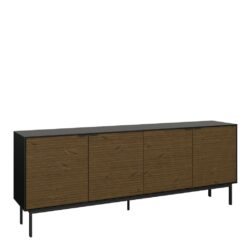 Donna Extra Large Retro Black Sideboard with Dark Wood
