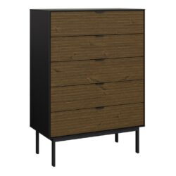Donna Retro Black Chest of Drawers with Dark Wood