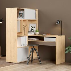 Fulton Large Modern Wooden Corner Desk with Shelving & Storage