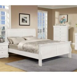 Honor Double White Bed in Sleigh Style