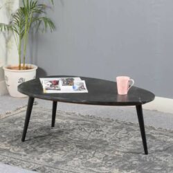 Jacques Oval Black Marble Coffee Table with Metal Legs