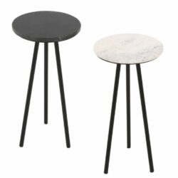 Jacques Small Round Marble Side Table - Black or White