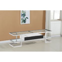 Kaiden Modern Large Silver TV Cabinet with Glass & High Gloss