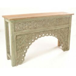 Large Vintage Wooden Console Table with Carving Detail