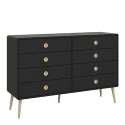 Liam Modern Black Sideboard or Large Chest of Drawers