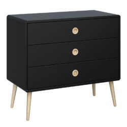 Liam Wide Modern Black Chest of Drawers