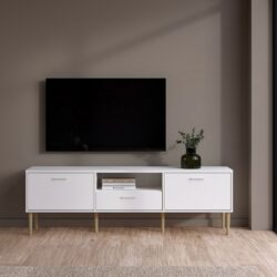 Manhattan Modern Large White TV Cabinet with Drawer