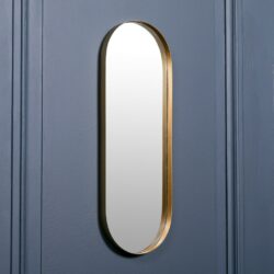 Metal Oval Gold Slim Mirror with Lipped Frame