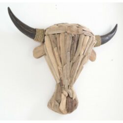 Rustic Driftwood Bull Head Ornament