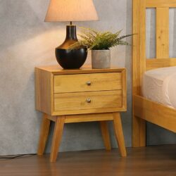 Southwell Modern Wooden Bedside Table - Light Oak or Dark Wood