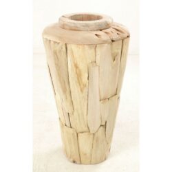 Tall Rustic Wooden Vase Pot
