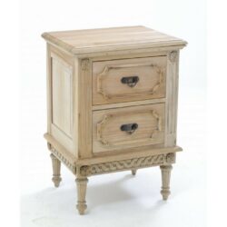 Vintage French Wooden Bedside Table with Drawers in Mahogany Wood