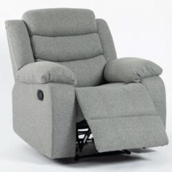 Alban Plush Modern Reclining Grey Armchair in Smoke Grey