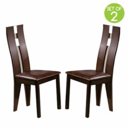 Baen Modern Solid Dark Wooden Dining Chairs with Walnut Finish