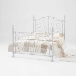 Belliana Vintage White Metal Bed - Double or King Size
