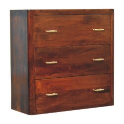 Bergen Chestnut Wooden Chest of Drawers with Gold Handles