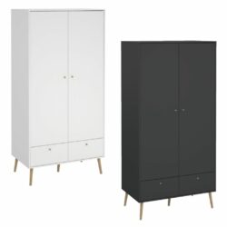 Chorley Double Modern Wardrobe with Drawers - White or Dark Grey