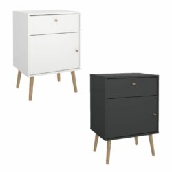 Chorley Modern Bedside Cabinet with Drawer - White or Dark Grey