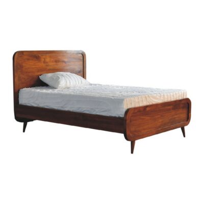 Curved Chestnut Wooden Double Bed
