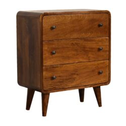 Curved Small Chestnut Wooden Chest of Drawers