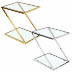 Europa Modern Glass Lamp Table - Choice of Gold or Silver