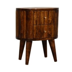 Granada Dark Wooden Bedside Table Lamp Table with Panelled Design