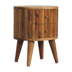 Granada Modern Wooden Bedside Table Lamp Table with Panelled Design