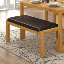 Haghe Solid Wood Dining Bench with Leather Seat
