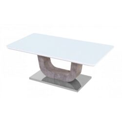 Indy Modern White Glass Coffee Table with Stone Base