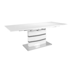 Lepine Modern White Extending Dining Table with White & Grey Gloss Base