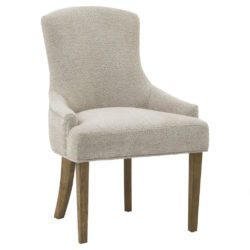 Luxury Taupe Cream Dining Chair with Wooden Legs & Stud Detail