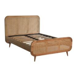 Lydia Curved Rustic Wood and Rattan Bed