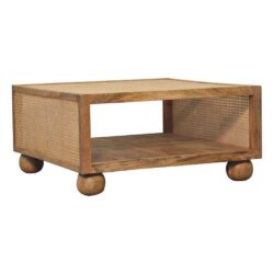 Lydia Large Square Wood and Rattan Coffee Table