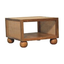 Lydia Small Square Wood and Rattan Coffee Table